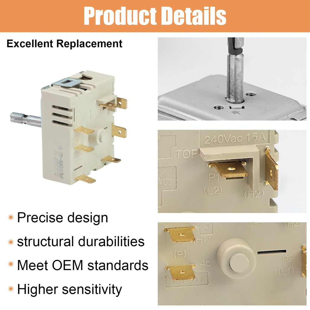 DG44-01006B PER001-12D Dual Infinite Switch Compatible with Samsung Range Surface Element Control, DG44-01006B Dual Infinite Switch Replaces for Samsung PER001-12D, for Stove Replacement Parts