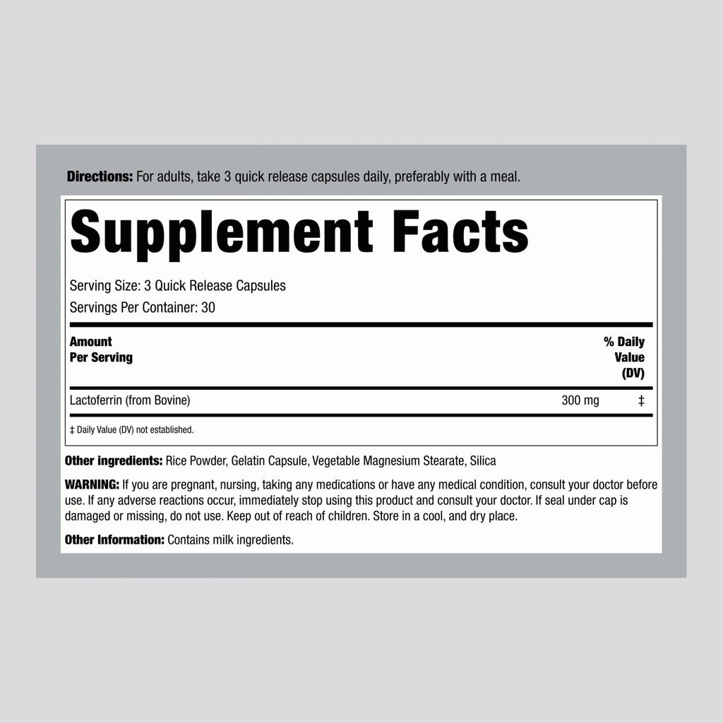 Piping Rock Lactoferrin Supplements | 300mg | 90 Capsules