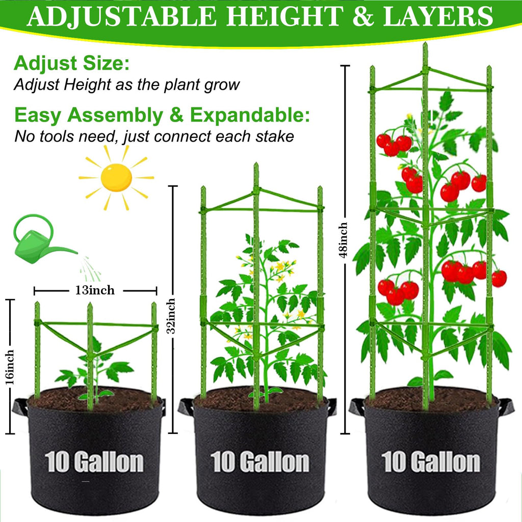 Moirsunt Tomato Cages with 10 Gallon Grow Bags, 48 Inches Tomato Planter