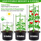 Moirsunt Tomato Cages with 10 Gallon Grow Bags, 48 Inches Tomato Planter