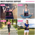 AMZBOSS Waist Trainer for Women Lower Belly Fat, Waist Sweat Band for Women, Belly Band Sweat Belt, Stomach Wrap, Body Shaper, Great Gym Accessories for Sauna, Working Out, Fitness, Large Black/Pink