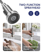LUFEIDRA Kitchen Faucet with Pull Down Sprayer and Soap Dispenser, High Arc Spring 304 Stainless Steel Single Handle 1 or 3 Hole 2 Mode for Farmhouse RV Camper Laundry Bar Pot Filler (Brushed Nickel)
