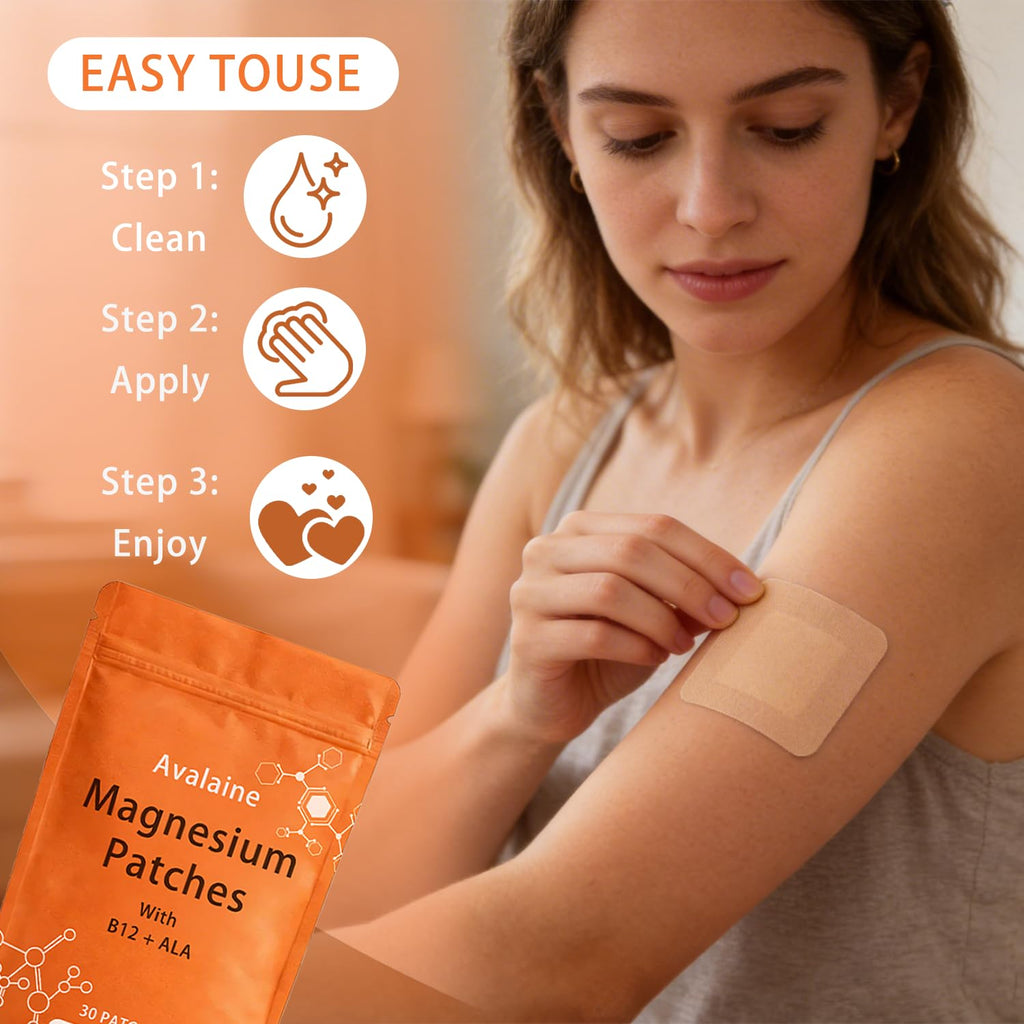 Gengyve Avalaine Magnesium Patches, Magnesium Patches, with Magnesium Chloride, Folic Acid, Vitamin B12 & Alpha-Lipoic Acid, Relaxes Muscles for deep, restful Sleep 60 Patches