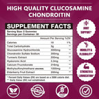 CocoaNee 3 Packs 3000MG Glucosamine Chondroitin Gummies, Extra Strength Joint Support Supplement with MSM & Elderberry, Flexibility, Antioxidant Immune Support Gummy for Adults, Men & Women 180Cts