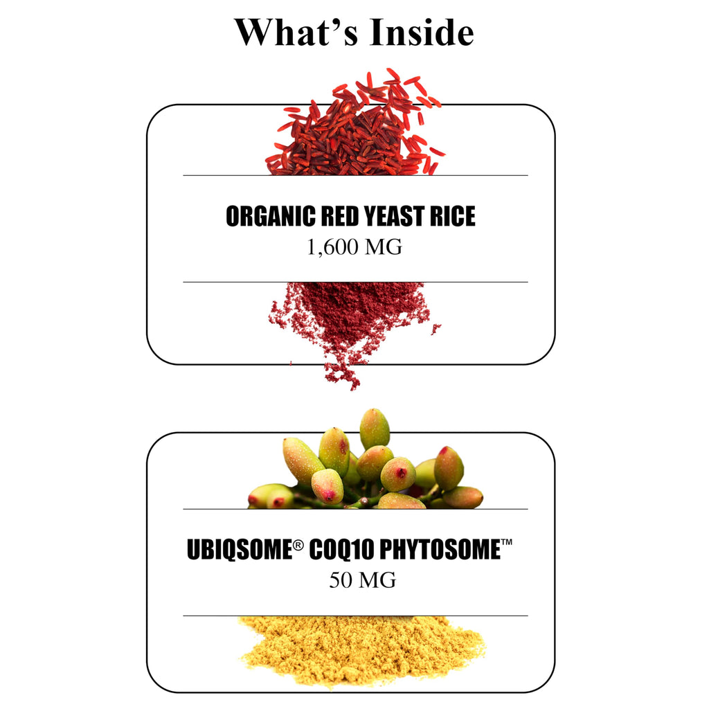 Durable RED Yeast Rice – Organic 1,600 mg Extra Strength + CoQ10 Phytosome – Supports Healthy Cholesterol, Heart, Lipids & Circulation – Doctor Formulated, Non-GMO, Vegan, Made in USA (60 Capsules).