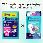 Because Overnight Booster Pads Fit All Adult Diapers, Helps Keep Your Adult Diaper Active All Night, Adds 4 Cups to Incontinence Underwear, Extra Absorbency, 22 Count (Packaging May Vary)