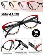 SOCTICK Cat Eye Reading Glasses for Women Blue Light Blocking,Readers for Women 2.75 with Comfort Spring Hinges,Fashion Designer Ladies Eyeglasses(4 pack)