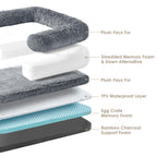 EHEYCIGA Foldable Human Dog Bed, 72"x44"x11" Orthopedic Memory Foam Human Sized Dog Bed, Waterproof Pet Bed for People, Faux Fur Pet Couch for Adult with Non-Slip Bottom, Grey