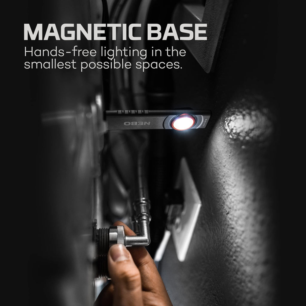 NEBO SLIM Mini Rechargeable Pocket Light | 250 Lumens, 2 Light Modes, Small Flashlight for EDC & Emergencies, Magnetic Base, Lightweight, Water Resistant & Durable, Includes Charging Cable