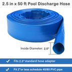 Eastrans 2.5" x 50 FT Pool Backwash Hose,Flat 4 inch Width,Heavy Duty Flat Discharge Hose,Weather and Burst Resistant, Best Pool Hoses for Inground Pools,Pool Filter Hose & Pool Drain Hose