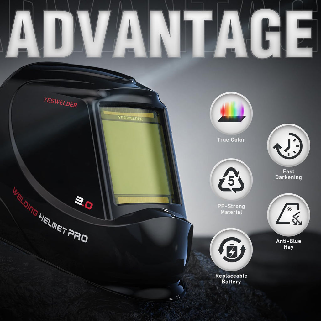 YESWELDER Auto Darkening Welding Helmet, Large View, LYG-M800H