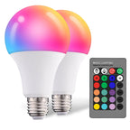 Dimmable E26 Warm LED Light Bulb, 6W RGBW Color 500LM with 16 Color Changing Modes for Christmas, Party etc with Remote Control 2 Pack
