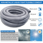 3/4 Inch 25ft Electrical Conduit Kit UL Certification,Flexible Non Metallic Liquid Tight Electrical Conduit,Flexible Metallic Conduit with 5 Straight and 3 90-Degree Conduit Connector Fittings