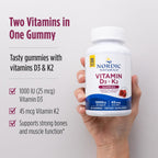Nordic Naturals Vitamin D3 + K2 Gummies, Pomegranate - 60 Gummies - 1000 IU Vitamin D3 + 45 mcg K2 - Great Taste - Bone Health, Promotes Healthy Muscle Function - Non-GMO - 60 Servings