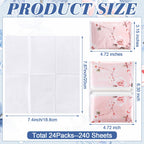 Tinlade 24 Packs Travel Size Tissue Pocket Slim Pack Facial 3 Ply Wallet Size Pocket Tissues for Travel Wedding Party Favors, 10 Sheets Each, 4 Styles(Flower)