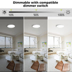 hepside 2Pack LED Flush Mount Ceiling Light Fixture, 12Inch 24W, Dimmable&3000K/3500K/4000K/5000K/6500K Adjustable Low Profile Ceiling Lights, White Round Flat Ceiling Light for Closet,Kitchen,Hallway