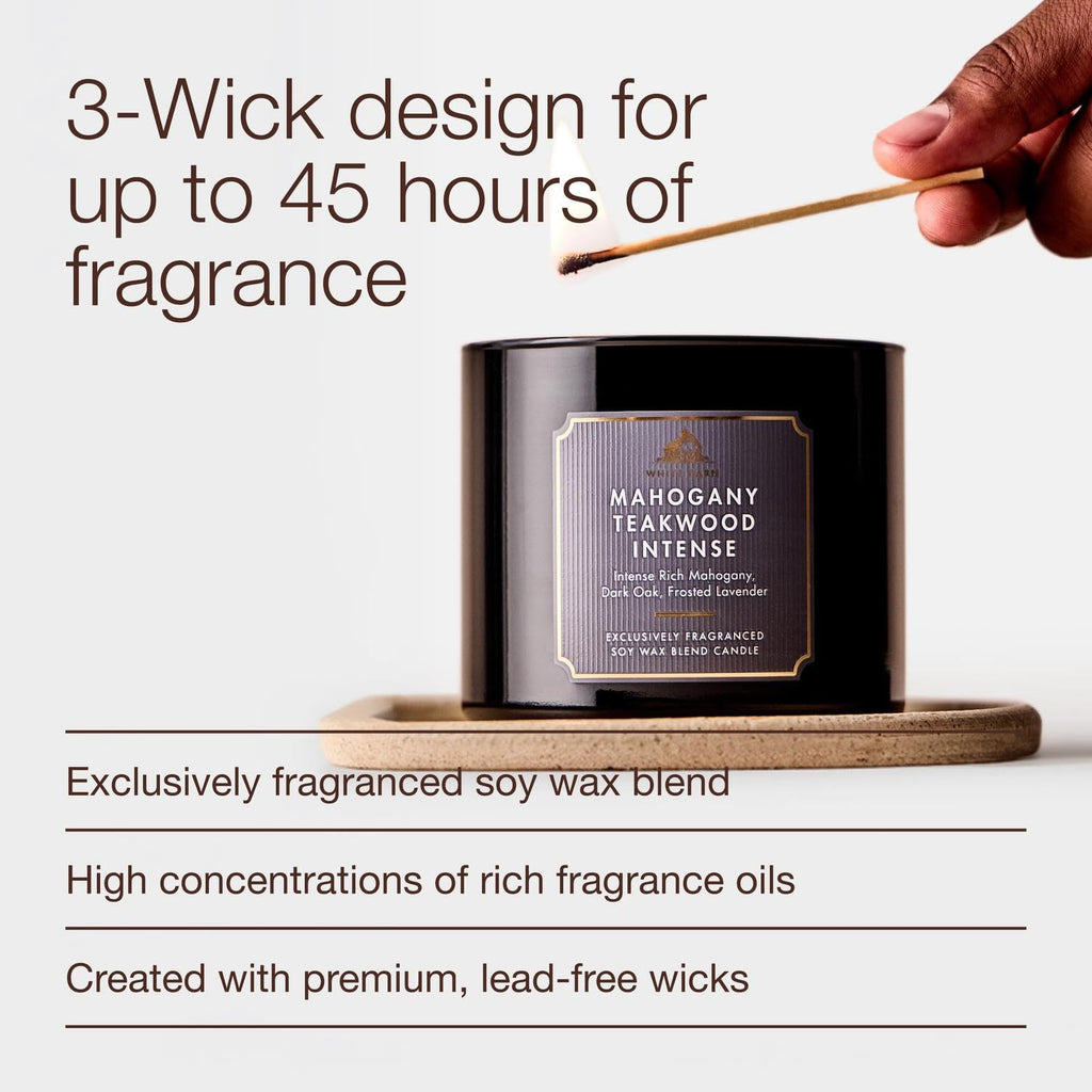 Bath & Body Works 3-Wick Candle, Mahogany Teakwood Intense, Soy Wax Blend