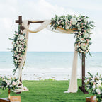 Chamvis 7.48FT Wooden Wedding Arch Frame, Wood Square Arch Backdrop Stand Wedding Arbor for Ceremony and Outdoor Lawn Decorations