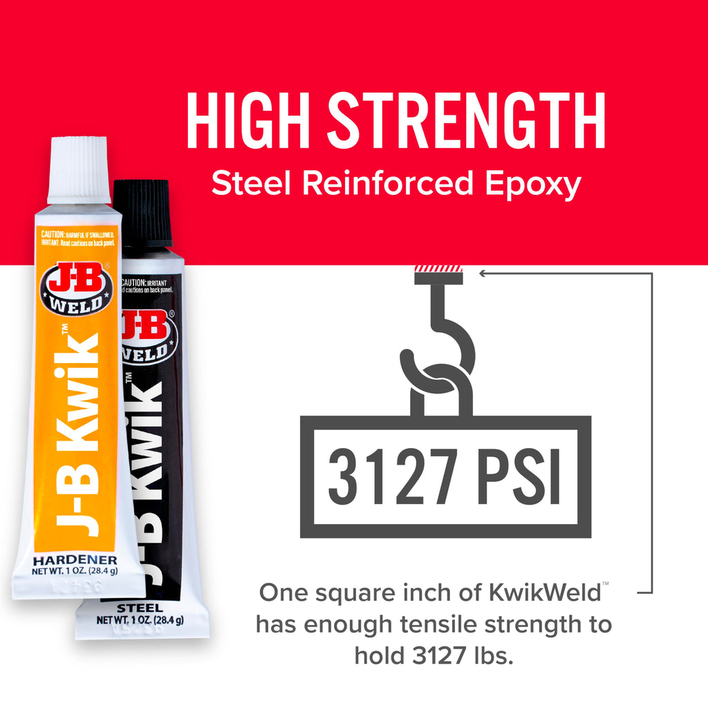 J-B Weld KwikWeld, 6 Minute Set Epoxy, Steel Reinforced Epoxy, High Strength - 2 Pack, Dark Grey (8276-2)