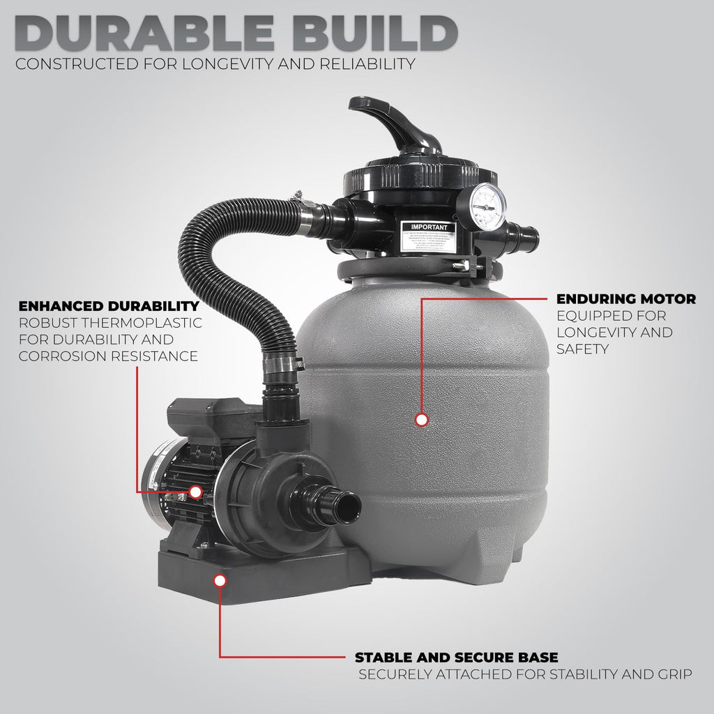 XtremepowerUS 12" Sand Filter for Above-Ground Swimming Pools Max 2,400GPH 7-Way Multi-Port Valve Pool Pump Up to 10,000 Gallons Strainer Basket (Include Filter Media)