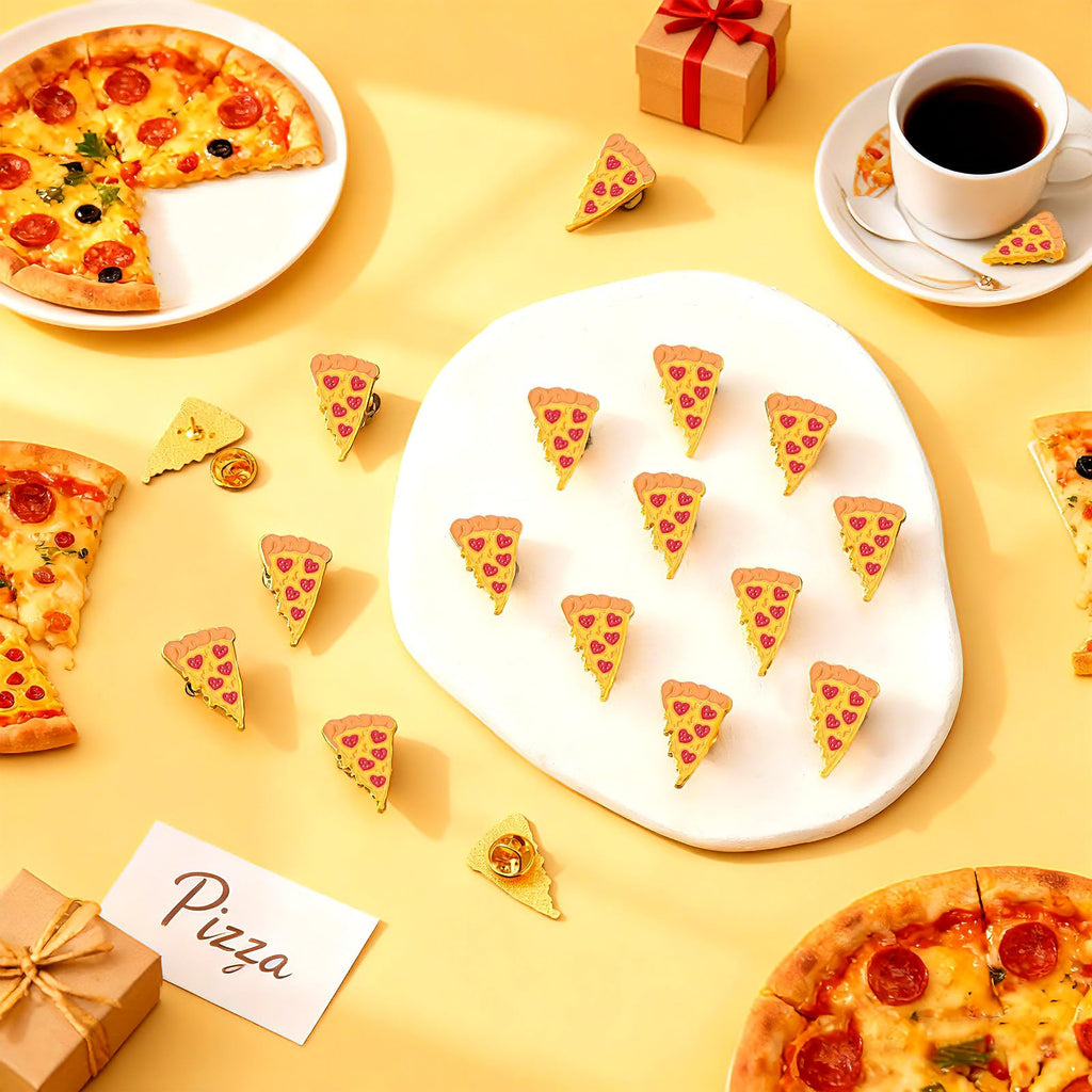 Tondiamo 48 Pcs Pizza Pin Bulk Food Slice of Pepperoni Heart Enamel Lapel Brooch Pizza Lover Bulletin Board Decorations Pin Gift for Summer Party Accessories