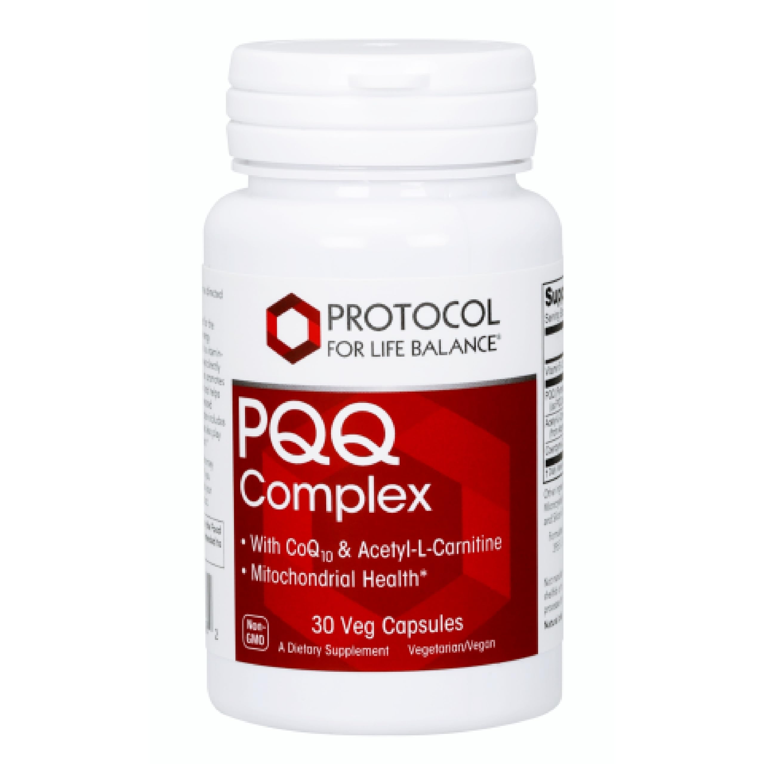 PROTOCOL FOR LIFE BALANCE PQQ Complex - Mitochondrial Health - with CoQ10 & L Carnitine - B Vitamin - Supplement for Energy - 30 Veg Caps
