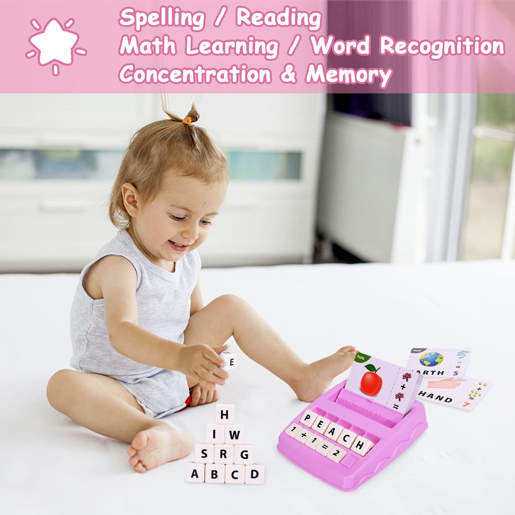 Educational Toys for Kids Ages 3-8, Matching Letter Spelling Game ABC Learning, learning toys for 4-7 year old girls ,Birthday Party Gifts Easter Basket Stuffer for 3 4 5 6 7 8 Year Olds Girls Pink