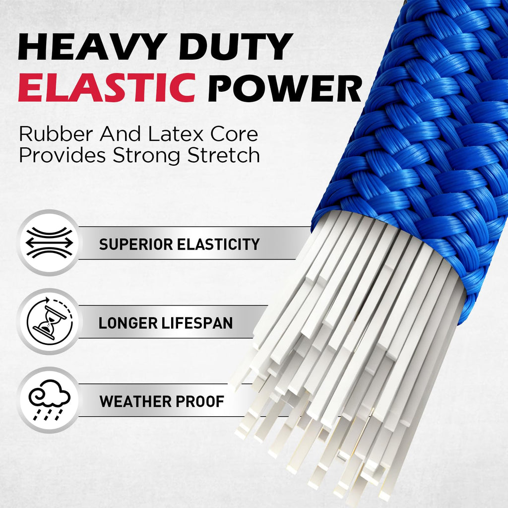 5-Piece 24 Inch Bungee Cords with Carabiner Hooks, Heavy Duty Rubber Elastic Tie Down Straps, Bungee Cord with Carabiner Clips for Cargo, Truck Bed, Camping, Motorcycle and Outdoor Use (Blue)