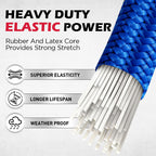 5-Piece 24 Inch Bungee Cords with Carabiner Hooks, Heavy Duty Rubber Elastic Tie Down Straps, Bungee Cord with Carabiner Clips for Cargo, Truck Bed, Camping, Motorcycle and Outdoor Use (Blue)