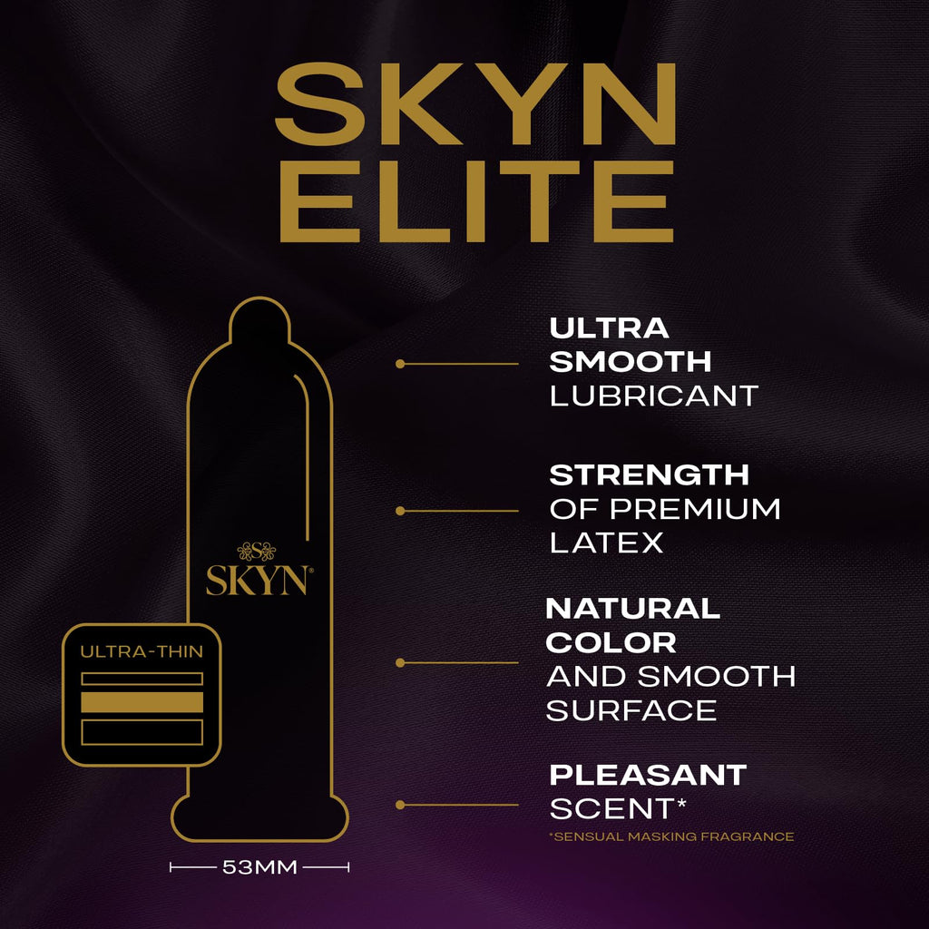 SKYN Elite Ultra Thin Lubricated Latex Free Condoms Value Pack, 46 Count