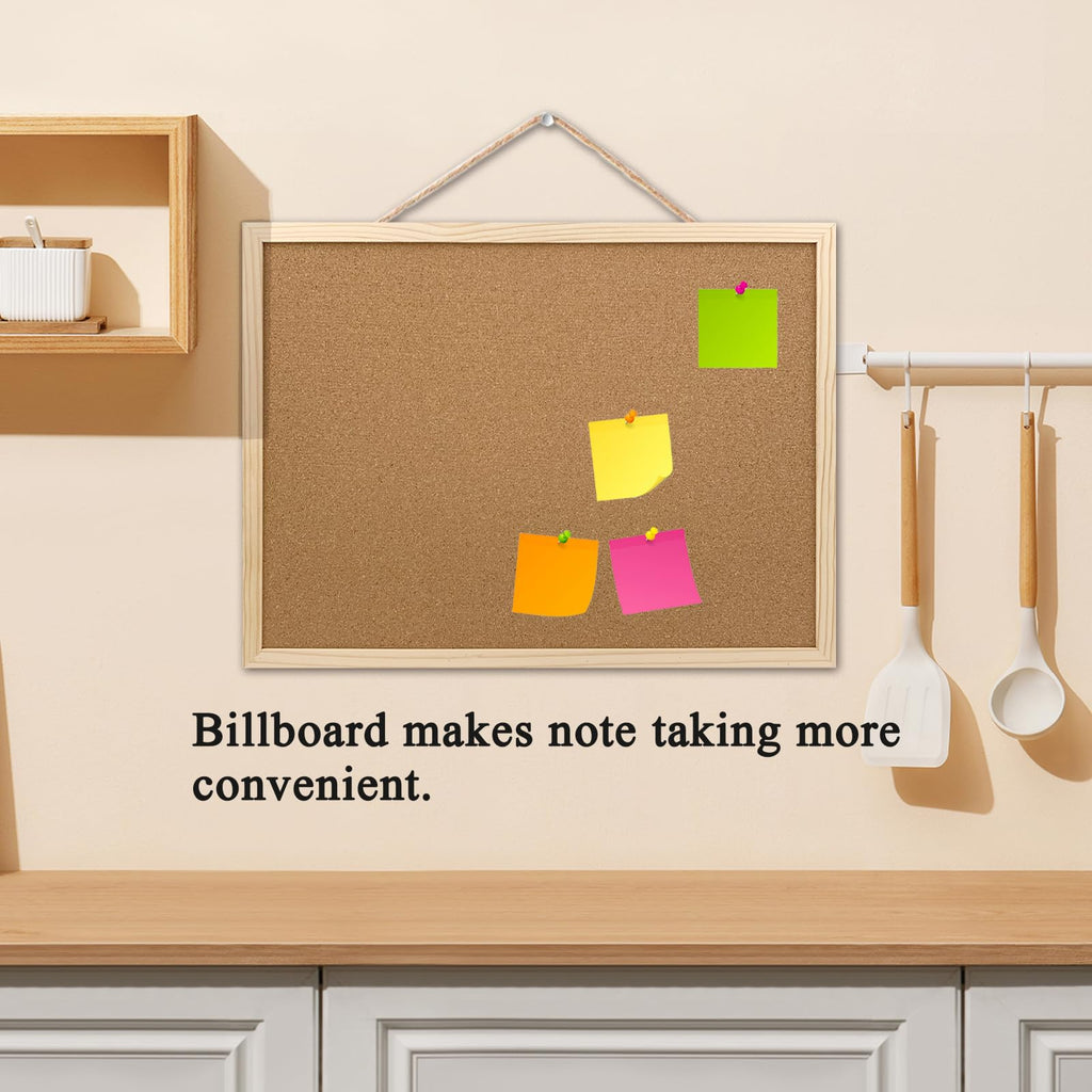 GDMINLO Cork Board Bulletin Board, 15.7"X 11.81" pin Boards for Walls, Oak Wood Finish Frame, Wall Mounted Cork Board for Office Home and School(Pins, Eye Bolts, gaskets, Screws) (Pack of 2)