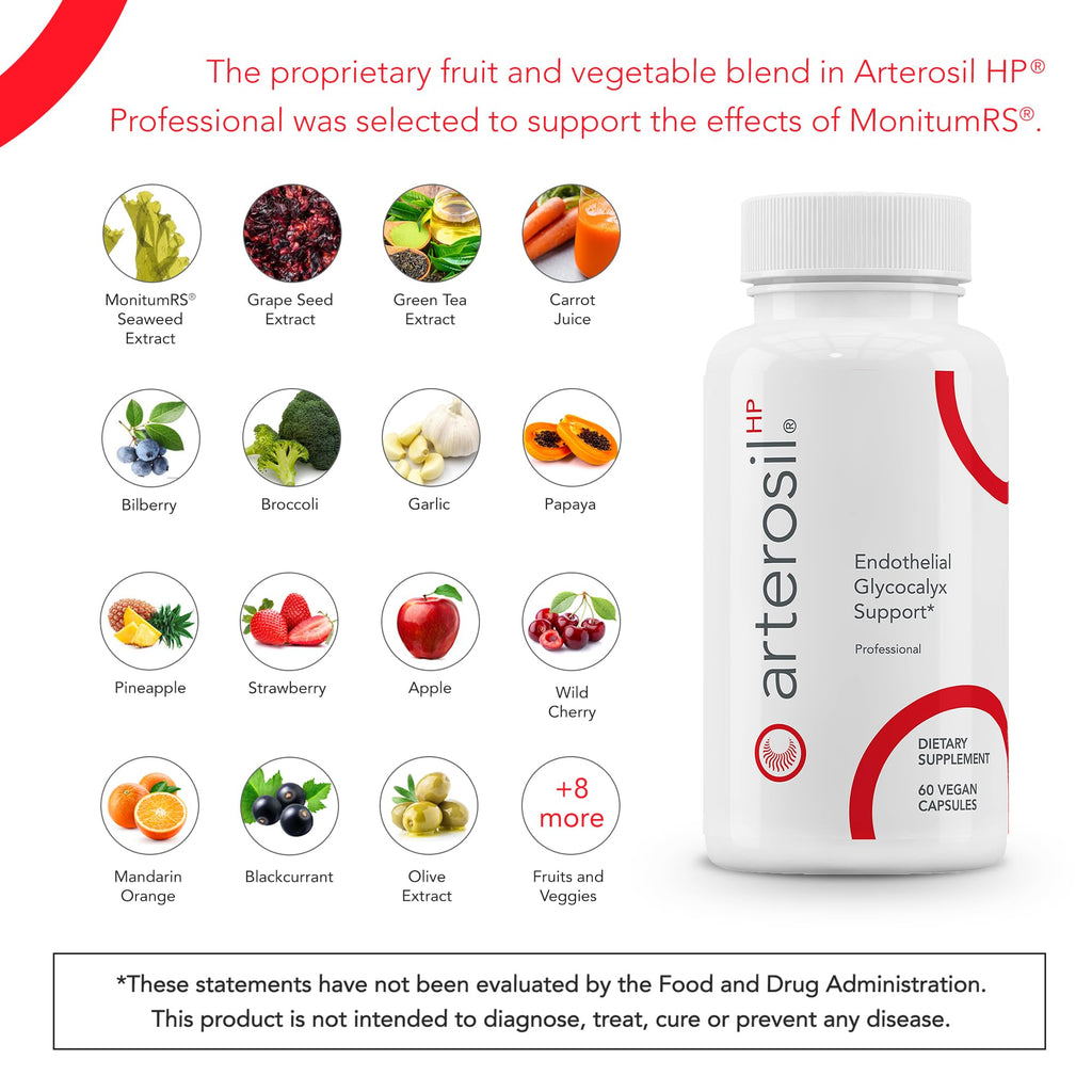 Calroy Health Sciences Arterosil HP Professional - Endothelial Glycocalyx Support - Heart Health Support - Artery Health Support - Circulation Support – MonitumRS® Rhamnan Sulfate - Monostroma Nitidum