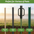 T Post Driver, 12 LB Metal Fence Post Driver with Handle, 2.7" Inner Diameter Manual Post Pounder, Heavy Duty Tpost Driver, Hand Post Rammer for U Fence Posts, T Posts, Wooden Posts, 17 Inch Black
