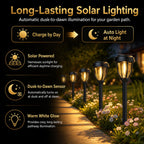 DERAYSION 12 Pack Solar Lights Outdoor, Solar Pathway Lights Auto On/Off Waterproof Garden Landscape Lighting for Path, Yard, Walkway, Driveway Decor