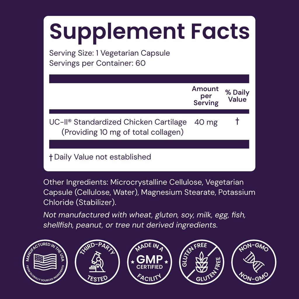 Healthy Origins UC-II 40 mg (Undenatured Type II Collagen, Non-GMO, Gluten Free, Joint Support), 60 Veggie Caps