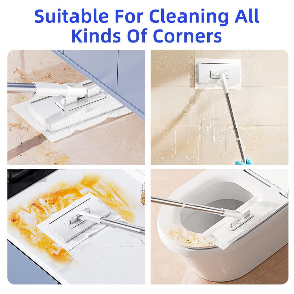 KZKR Mini Wet & Dry Sweeping Mop Touchless Disposable Mop Convenient Flat Dust Removal Multi-Surface Cleaning for Hardwood and Tile Floors, 1 Second Installation (Grey,White,2 Pack)