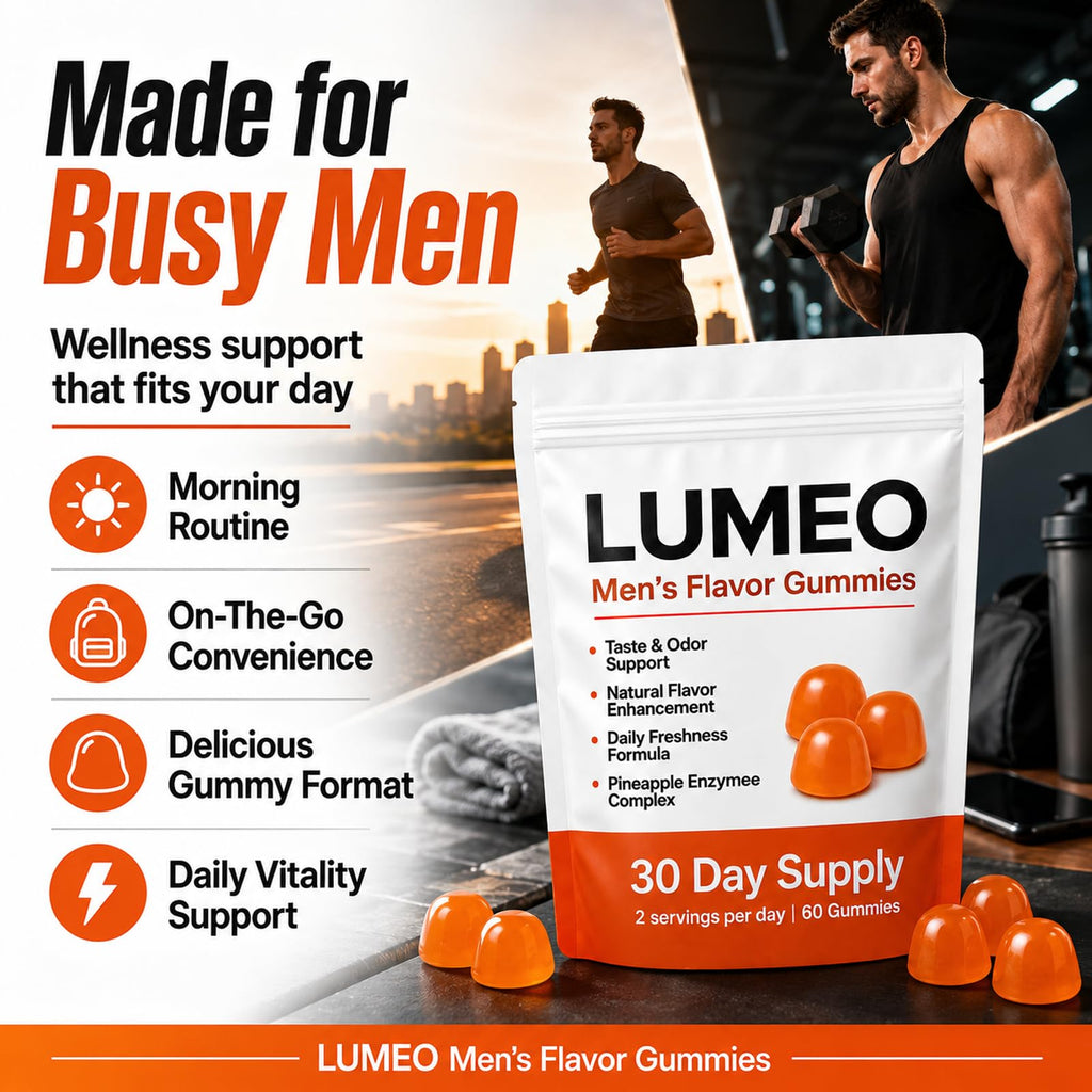 KWEZTY Lumeo Men’S Flavor Gummies, Lumeo Gummies, with Bromelain, Vitamin C, Enhances Taste & Scent Naturally, Energy & Vitality Support, Non-GMO, Gluten-Free, 60 Gummies
