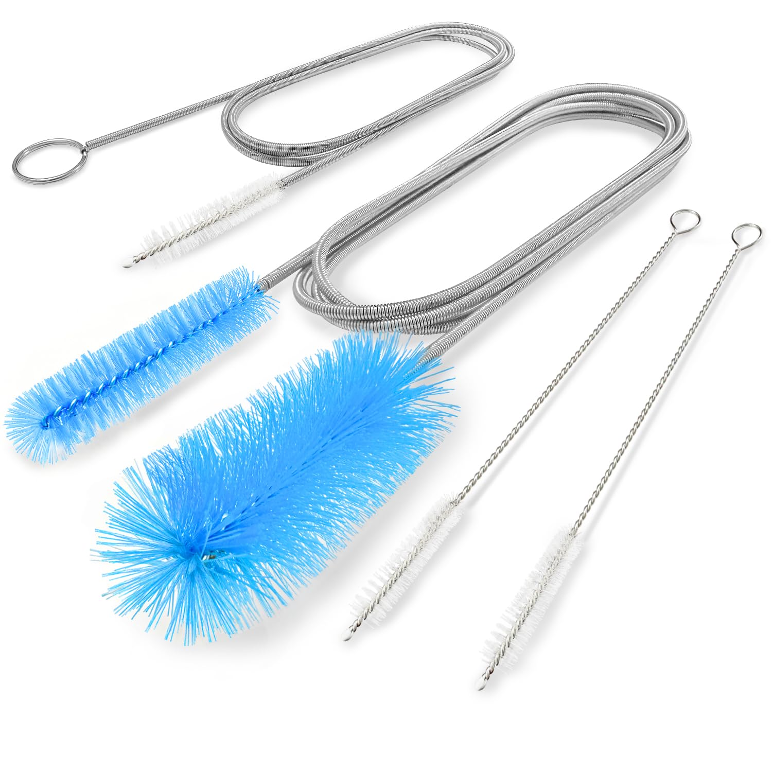 Bozenu Flexible Drain Brush, 66 Inch Long Double Ended Hose Pipe and 58 Inch Tube Cleaning Brush and 2 Pack 8 Inch Straw Cleaner Brush