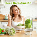 Sprouting Kit, 2 Wide Mouth Sprouting Jar with Stainless Steel Screen Sprout Lids, Blackout Sleeves, Drain Cover, Sprouts Growing Kit for Broccoli, Mung Beans, Alfalfa & Microgreens