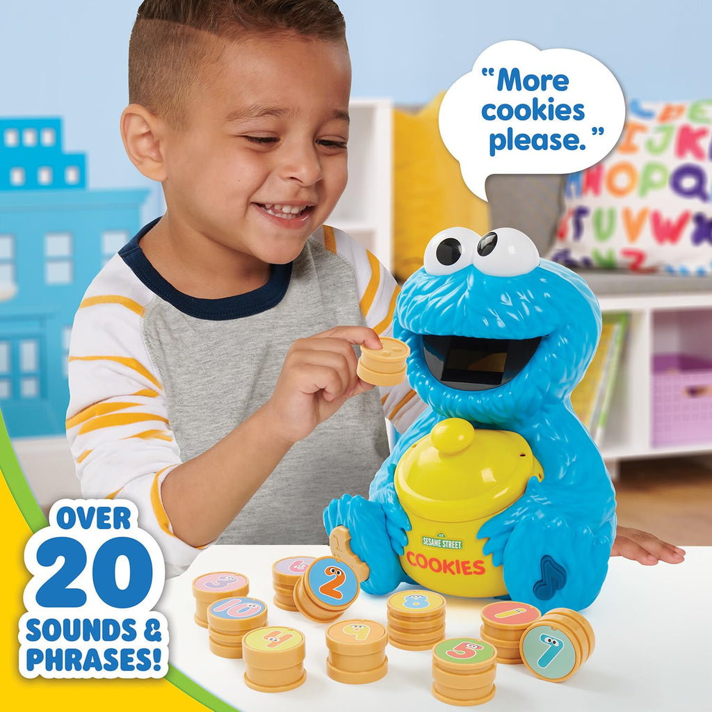 Sesame Street Cookie's Counting Jar, 12-Pieces, 20+ Phrases and Sounds, Learning and Education, Kids Toys for Ages 2 Up by Just Play