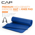 CAP Barbell Yoga Mat 1/2" Thick with Carrying Strap & Knee Pad - High Density Exercise Mat for Yoga, Pilates, Stretching, Floor & Fitness Workouts - 71''x24''x1/2" | Blue