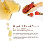 MMPANG 100% Pure Natural Rosehip Oil for Face, USDA Certified Organic, Cold Pressed, Extra Virgin, Hexane Free Rosehip Seed Oil for Anti-Aging, Acne Scar Treatment, Skin & Hair Care (4.22 oz/125 ml)