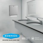 Bobrick B-2620 Surface Mounted Paper Towel Dispenser - Stainless Steel Commercial Bathroom Towel Dispenser with Knob-Latch 400 C-Fold or 525 Multifold Capacity
