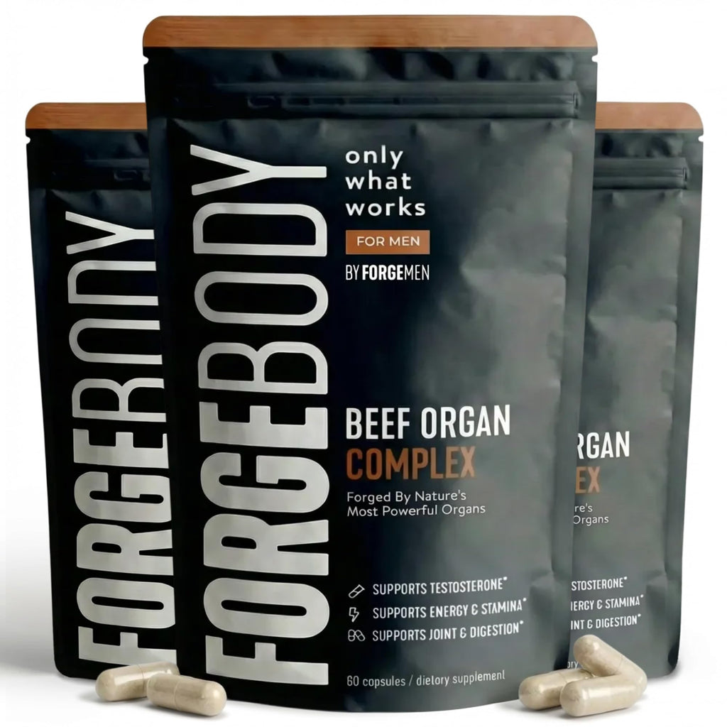 FORGEBODY® Beef Organ Complex Capsules [3 MONTHS] - 100% Grass Fed Beef Organ Supplement with Blend of Liver, Heart, Bone Marrow, Pancreas & Testicles - Supports Body Health & Brain Function (NON-GMO)