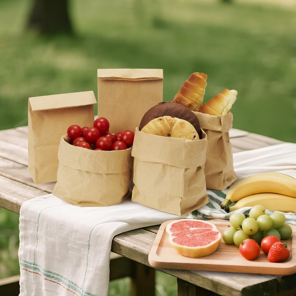 Homrelaxy 60 Pcs 4LB Brown Paper Lunch Bags, Disposable Kraft Paper Bag