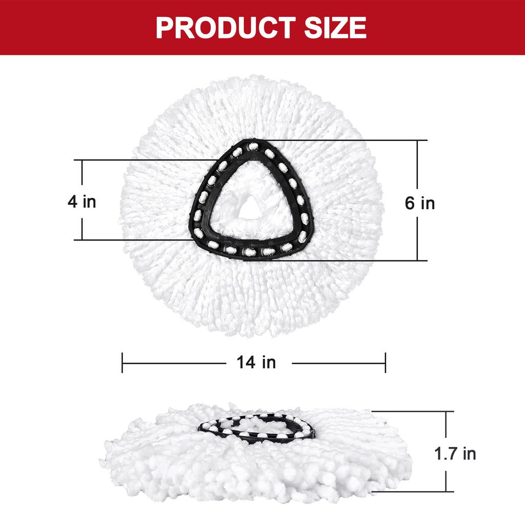 6 Pack Mop Replacement Heads for Spin Mop, Microfiber Spin Mop Refills, Easy Cleaning Mop Head Replacement