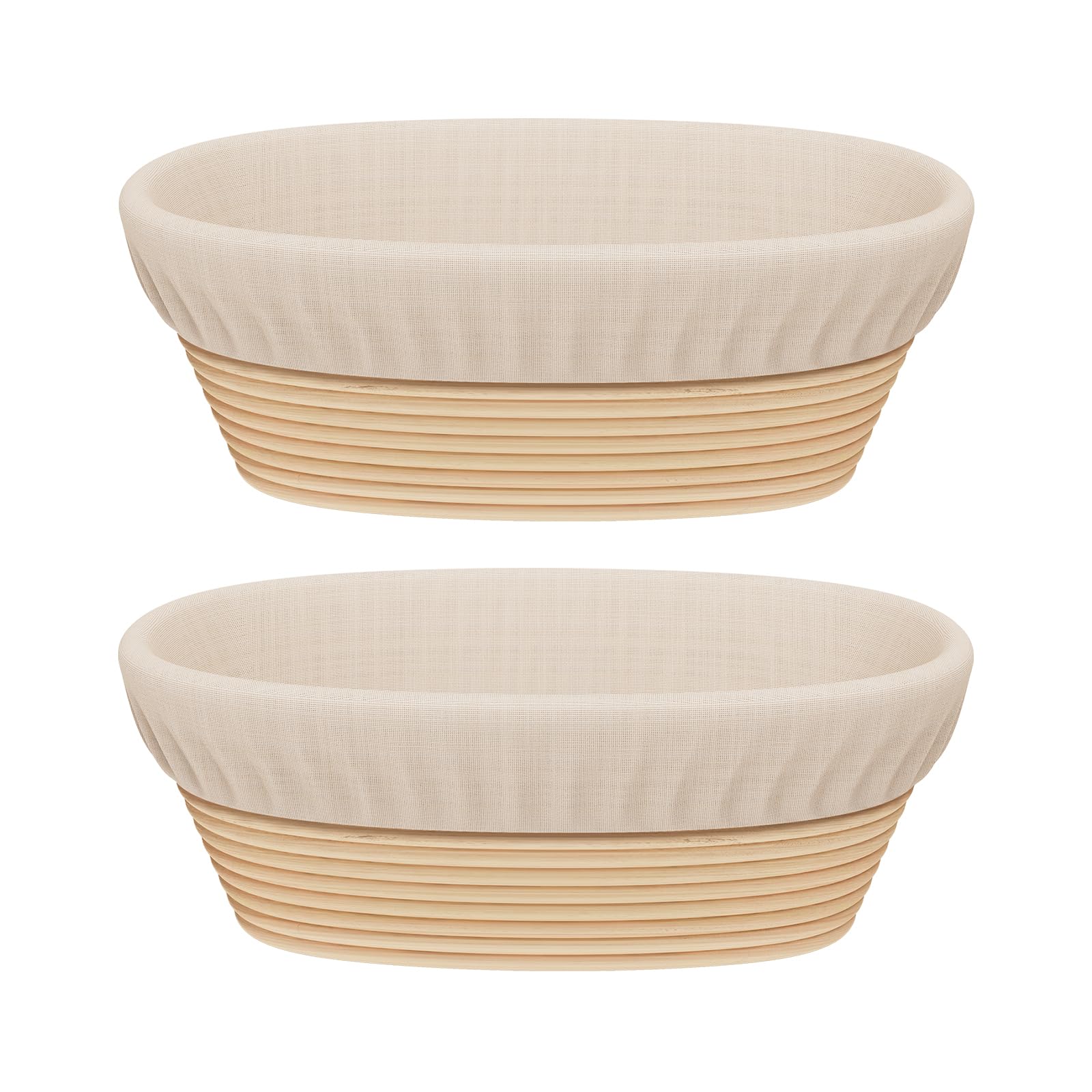 Sondiko Oval Sourdough Proofing Basket 2 Pack, Handmade Sourdough Bread Baking Supplies, Banneton Bread Proofing Basket with Proofing Cloth Liner for Sourdough Bread, Baking