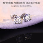 Moissanite Stud Earrings for Women and Men，925 Sterling Silver Earrings
