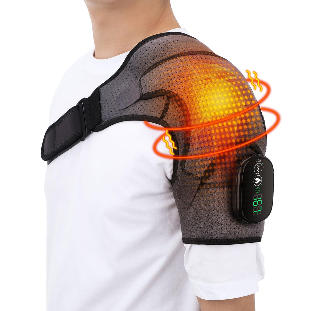 Cordless Shoulder Heating Pad, Heated Shoulder Wrap with Vibration, Shoulder Massager Heated Shoulder Brace for Women Men, FSA Approved Products