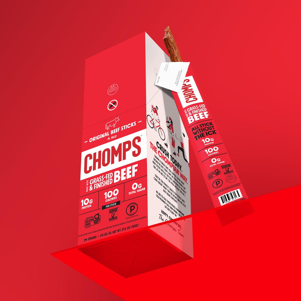 Chomps Original Beef, Grass-Fed & Finished, 24ct, Protein Snack Stick